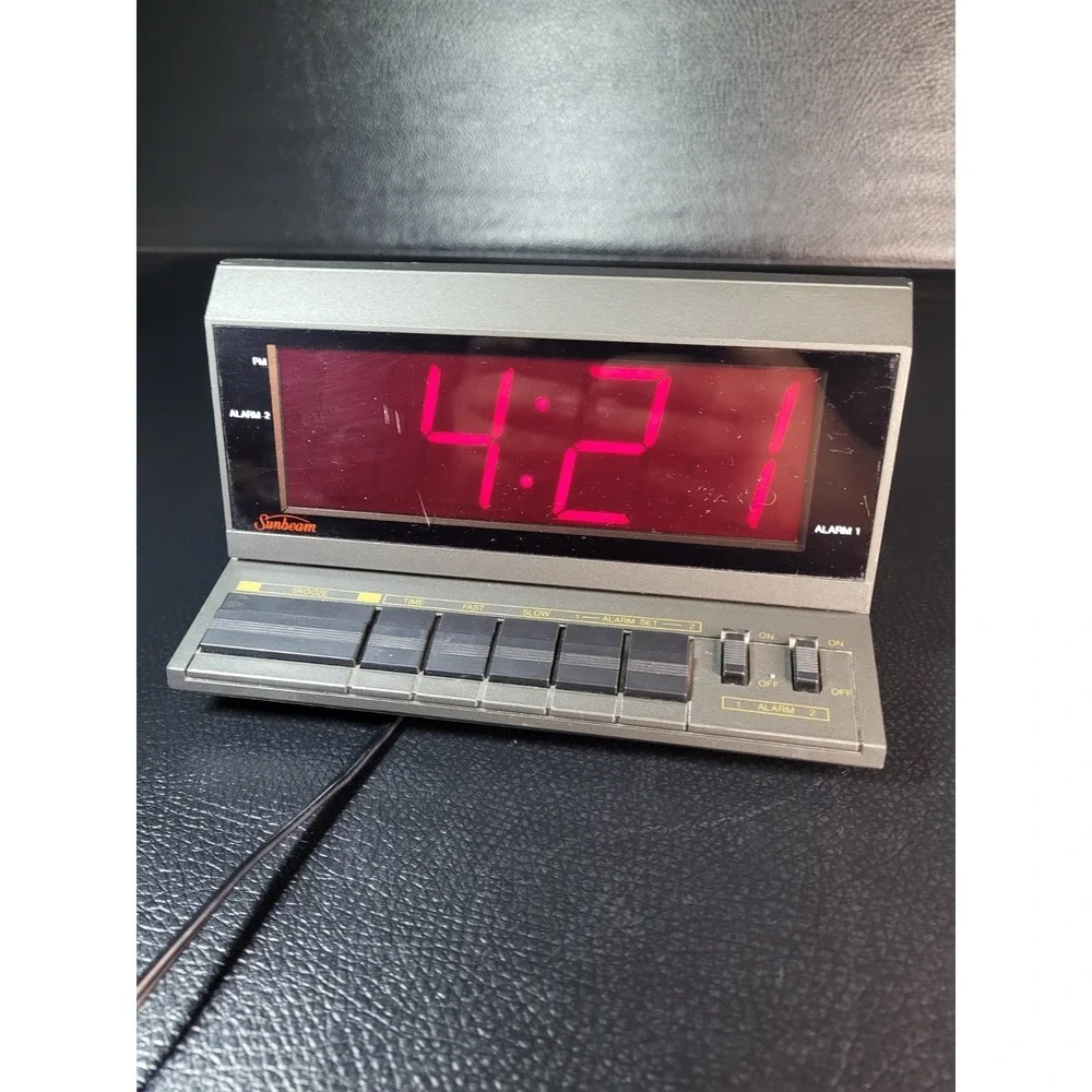 Vintage Sunbeam Digital LED Dual Alarm Clock with Snooze - Manual 887-36 Tested